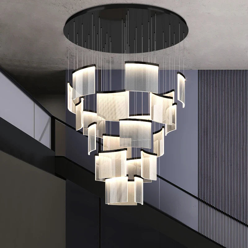 Afralia™ Luxury Large Chandelier for Modern Staircases, Living Rooms & High-Rise Lobbies