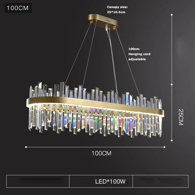 Afralia™ Crystal Chandelier LED Hanging Lamp Gold Silver Postmodern Design
