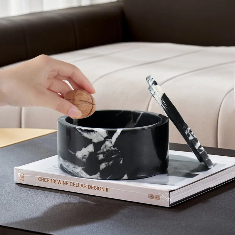 Afralia™ Grand Antique Marble Stone Storage Jar Luxury Box