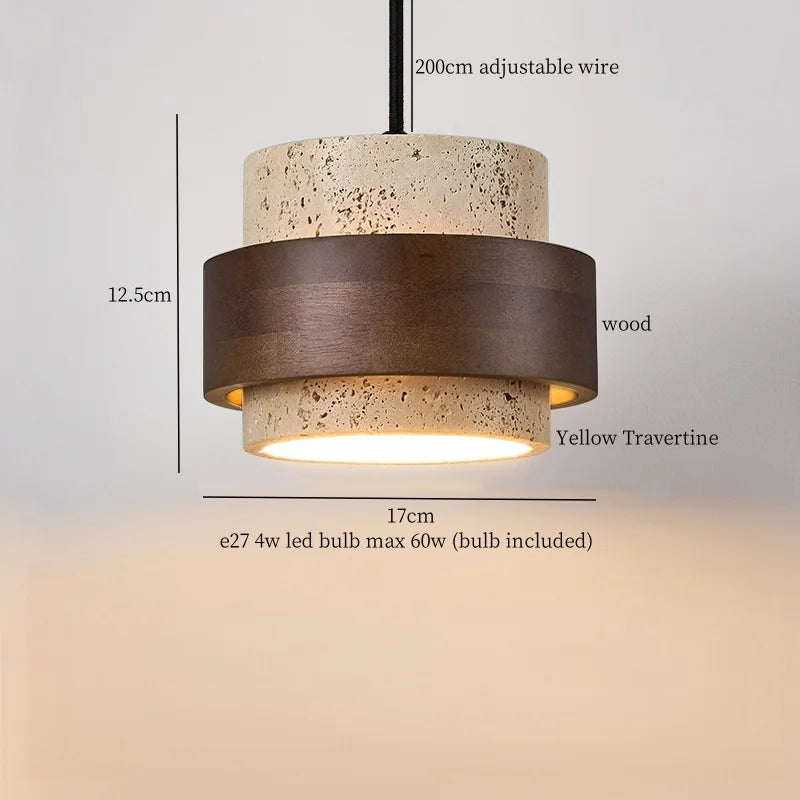 Afralia™ Yellow Travertine LED Pendant Lamps: Nordic Modern Interior Lighting for Living Room