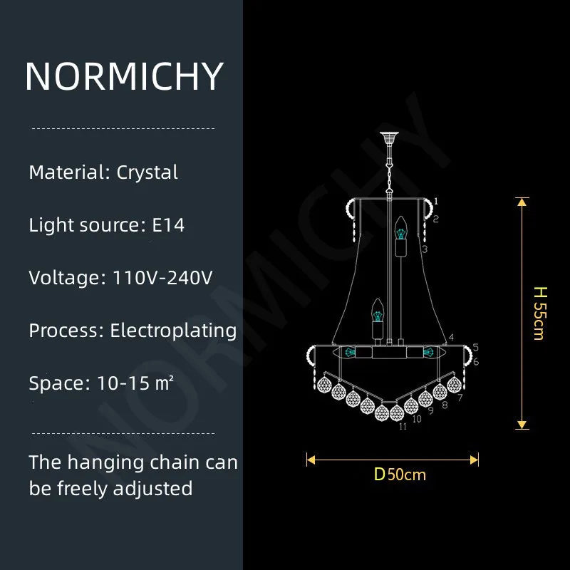 Afralia™ European Luxury Crystal Chandelier for High Ceilings
