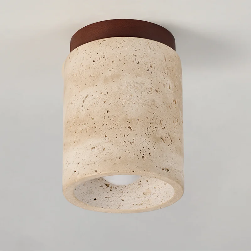 Afralia™ LED Travertine Wood Ceiling Light Fixture - Modern Nordic Restaurant Balcony Lamp