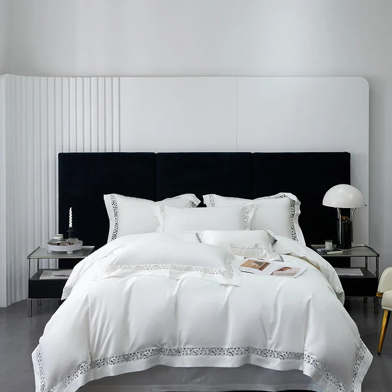Afralia™ 1200TC Egyptian Cotton Bedding Set with Hollow Lace Broad Side