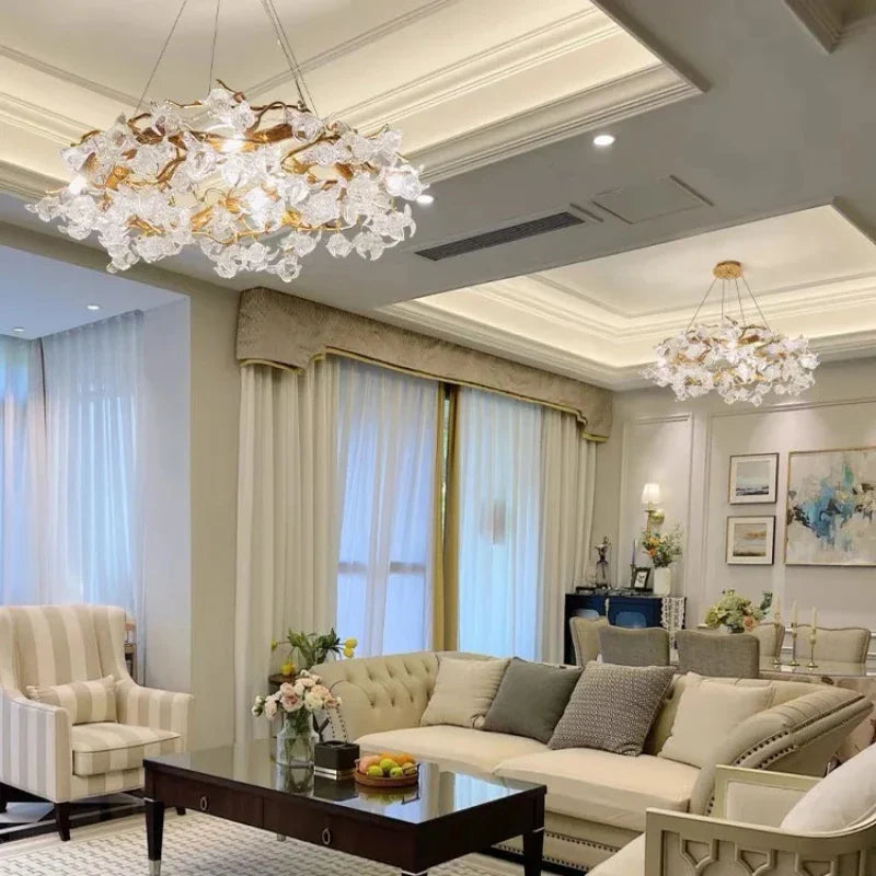 Afralia™ Crystal Branch Ceiling Chandelier | Indoor Dining Living Room Light Fixture