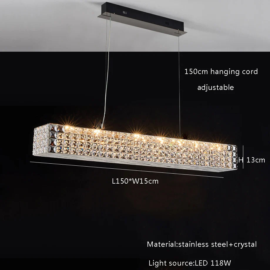 Afralia™ Crystal Chandelier: LED Ceiling Dining Room Lighting for Long Table Decor