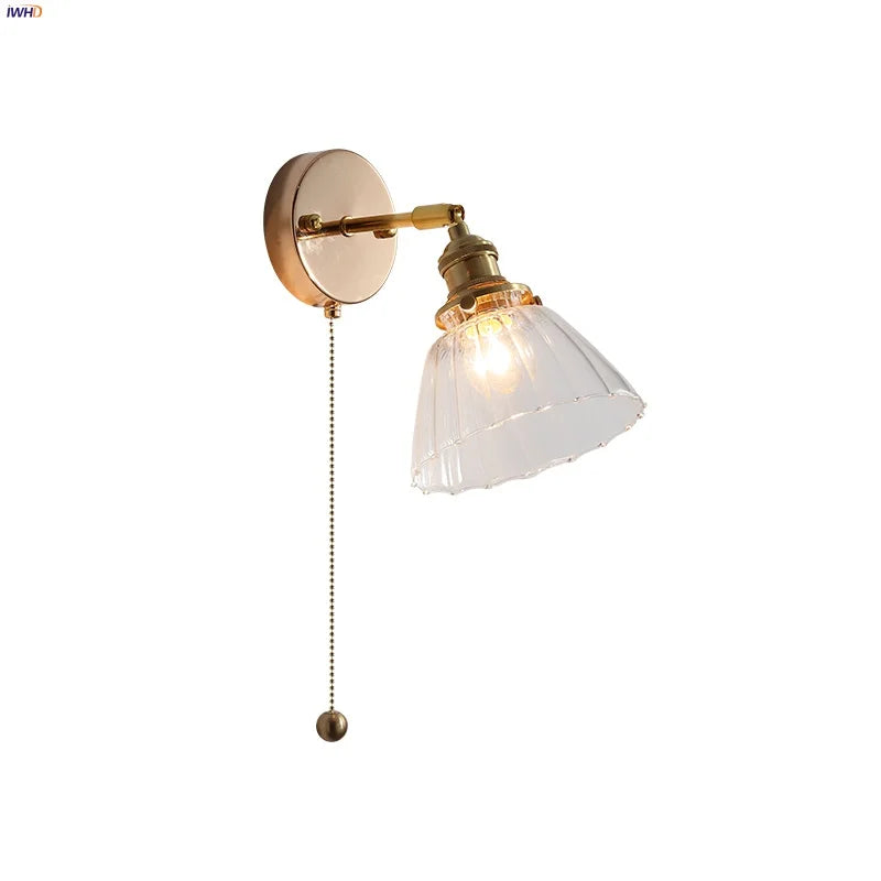Afralia™ Rotatable LED Wall Sconce Clear Glass Reading Lamp with Pull Chain Switch