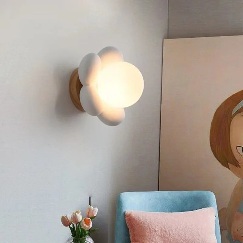 Afralia™ Cream Flower Wall Lamp: Nordic Style Indoor Lighting for Living Room and Bedroom