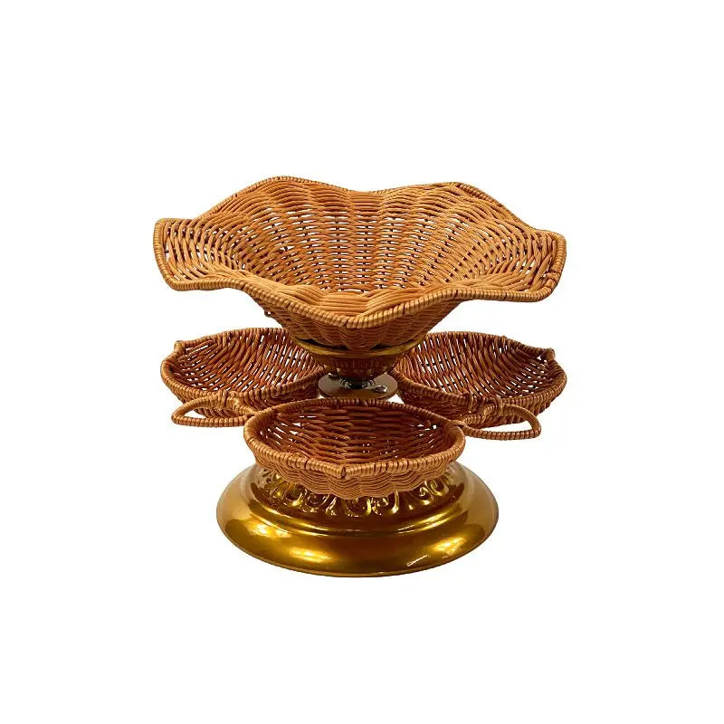 Afralia™ Rattan Multipurpose Tray: Modern Tea Table, Snack Fruit Storage, Nuts Dried Fruit Tray