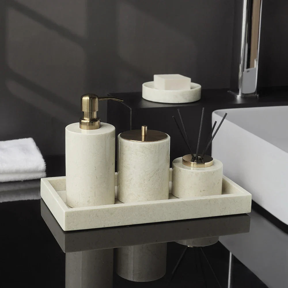Afralia™ Marble Bathroom Set: Soap Dish, Holder, Vanity Tray - Elegant Bathroom Accessories