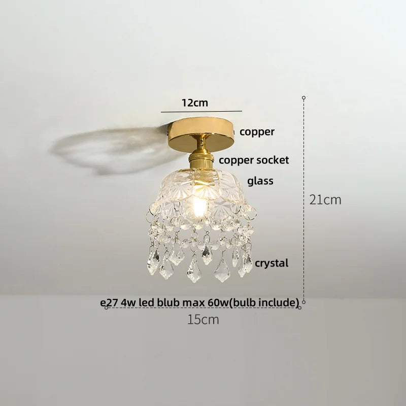 Afralia™ LED Copper Switch Ceiling Lamp Clear Glass Modern Home Decor