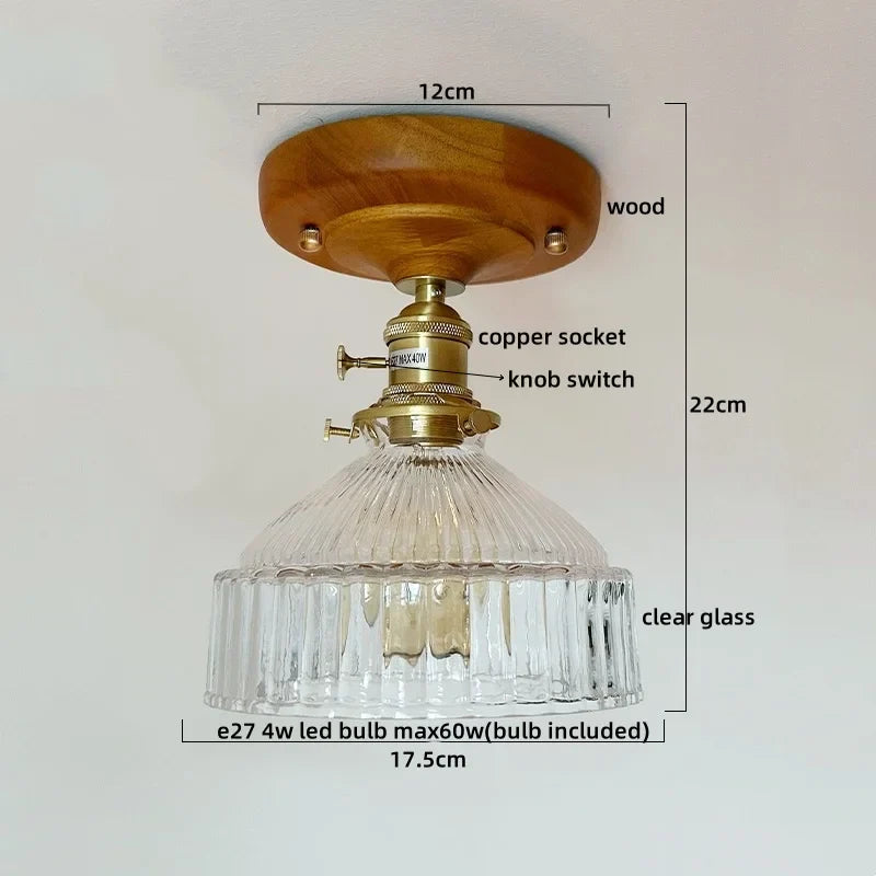 Afralia™ Walnut Copper LED Ceiling Light Modern Home Lighting Luminaria