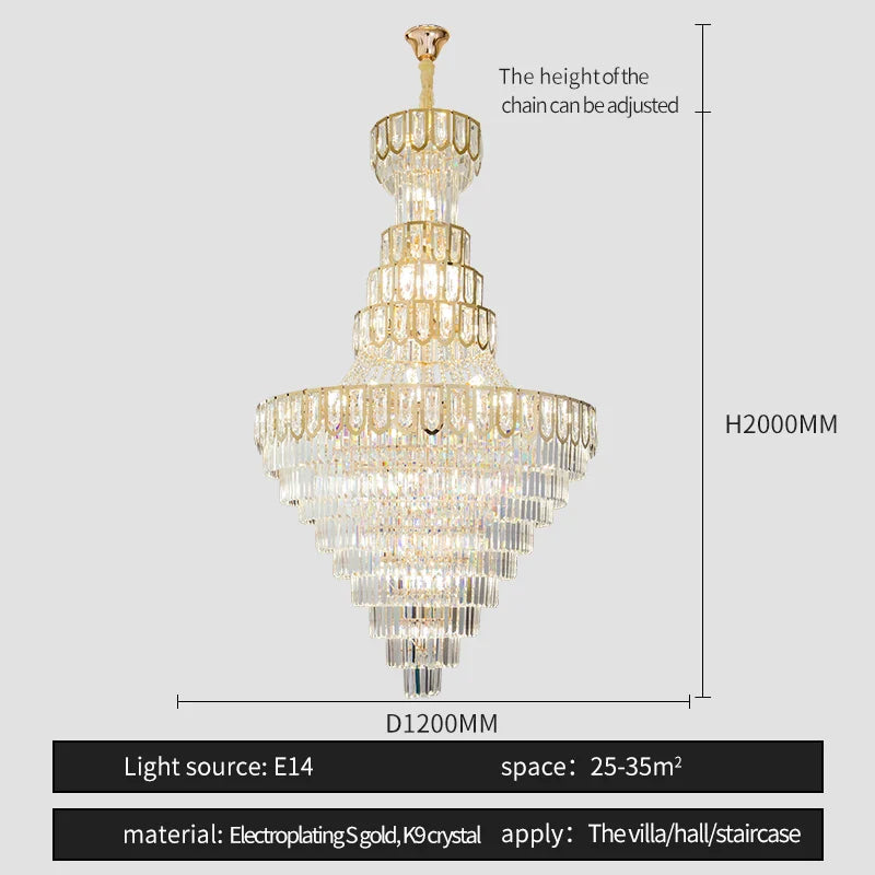 Afralia™ Modern Crystal Loft Chandelier for Luxury Attic Living Room
