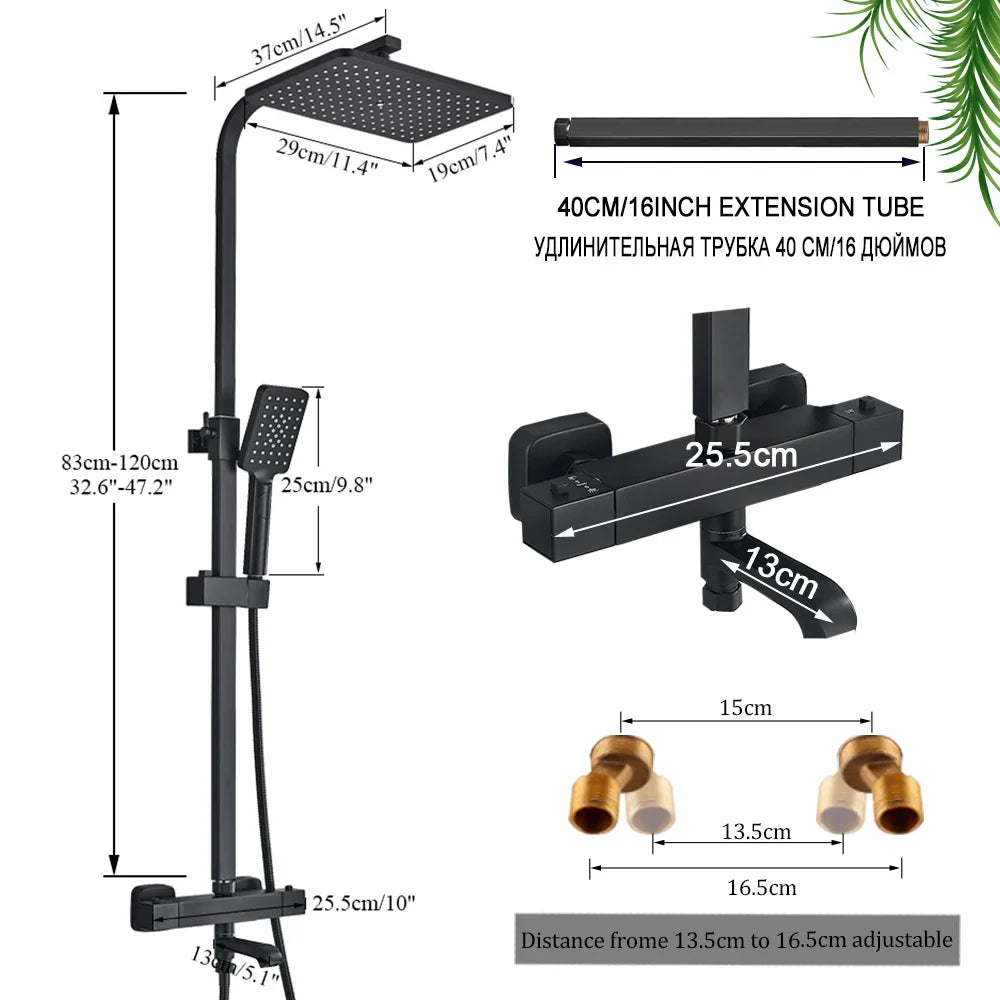 Afralia™ Thermostatic Shower Faucet Set with Rainfall Shower, Multifunctional Bathroom Faucet.