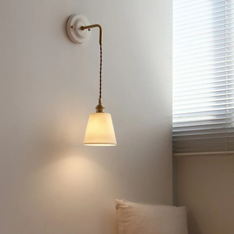 Afralia™ Polka Dot Ceramic LED Wall Lamp Adjustable Wire Interior Wall Sconces