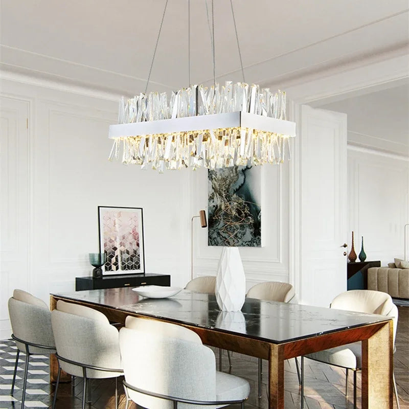 Afralia™ Luxury K9 Crystal Ceiling Chandelier LED Pendant Light for Living Room Bedroom Kitchen