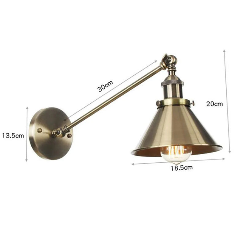 Afralia™ Brass Copper Wall Light Single Adjustable Arm Vintage Umbrella Sconce