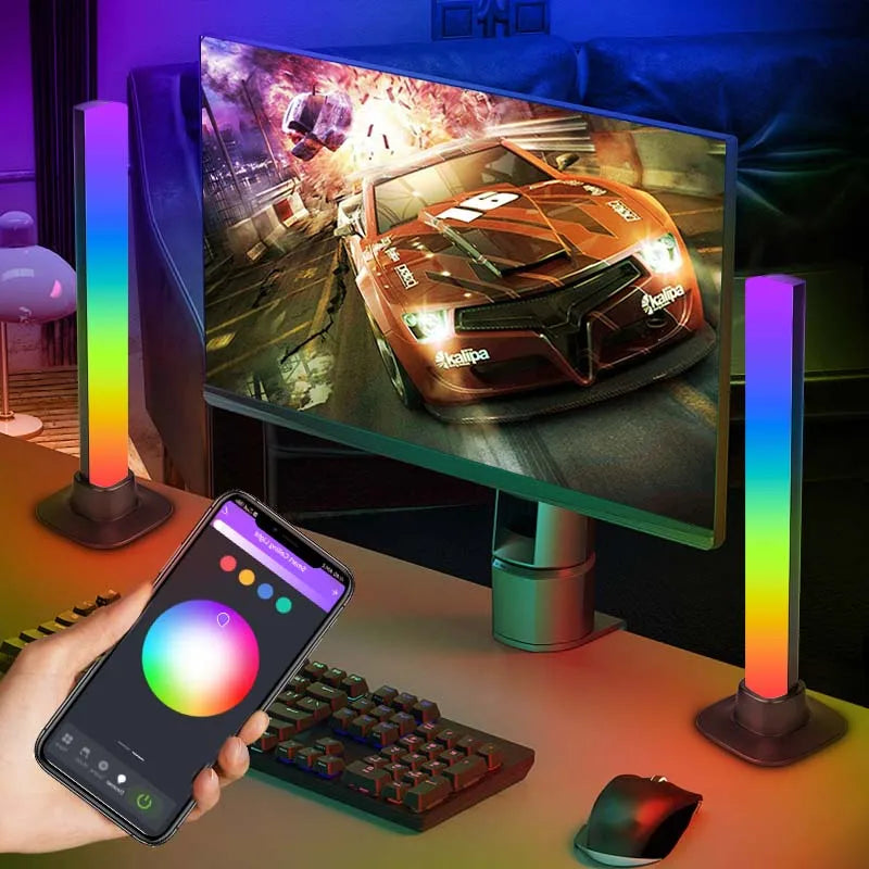 Afralia™ Smart LED Gaming Light Bar with Bluetooth, Scene Modes, and Color Lamps