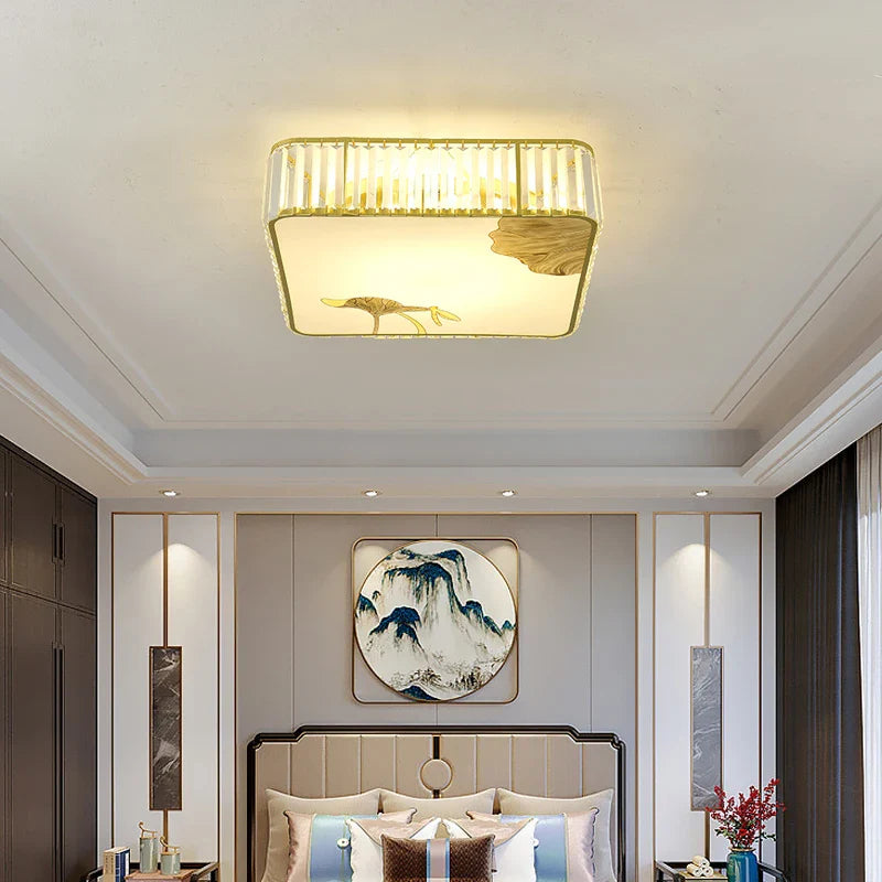 Afralia™ Crystal Chinese Style Ceiling Light for Living Room and Bedroom