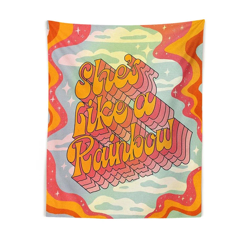 Afralia™ Rainbow Psychedelic Mushroom Tapestry - Boho Wall Hanging Art