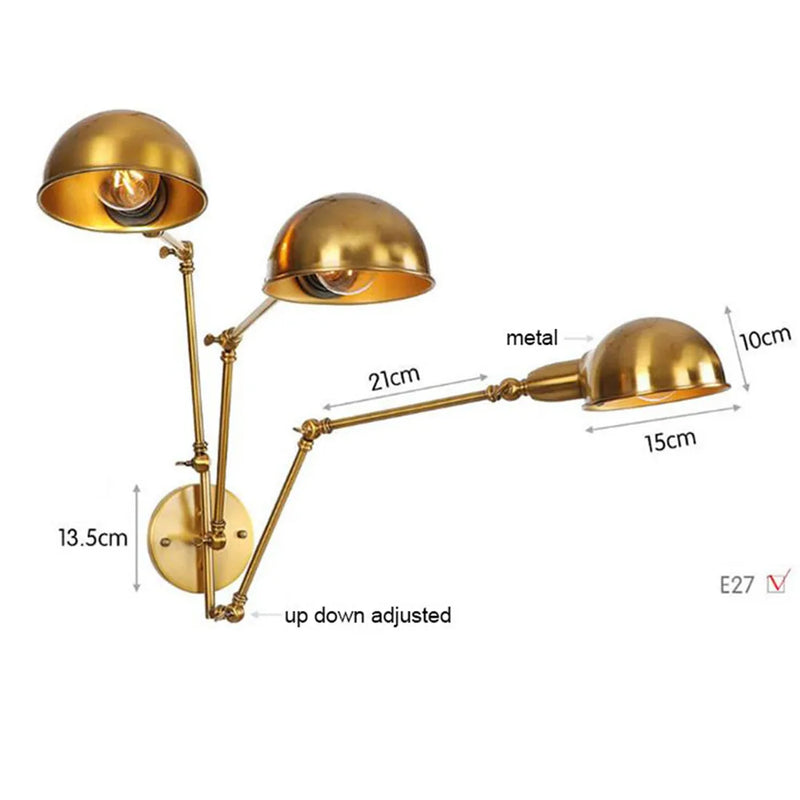 Afralia™ Gold Plated Adjustable Iron Wall Sconces for Home Decor