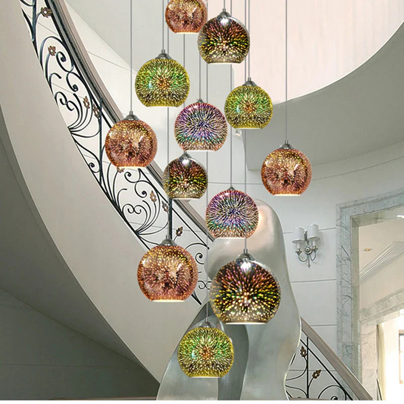 Afralia™ Fireworks Glass Ball LED Pendant Light Fixture for Bar Dining Kitchen