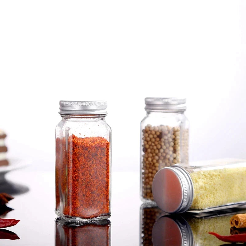 Afralia™ Glass Seasoning Jar Set Kitchen Spice Box Canister BBQ Bottle Jar