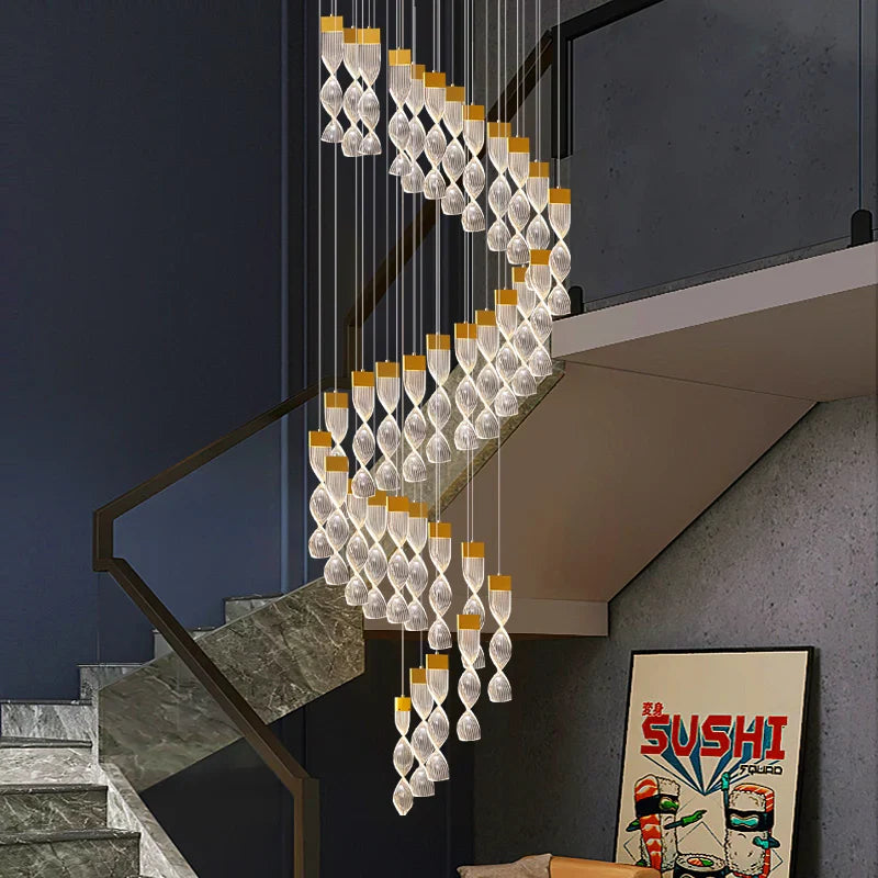 Afralia™ Modern LED Double Staircase Chandelier - Designer Nordic Loft High-Rise Lighting