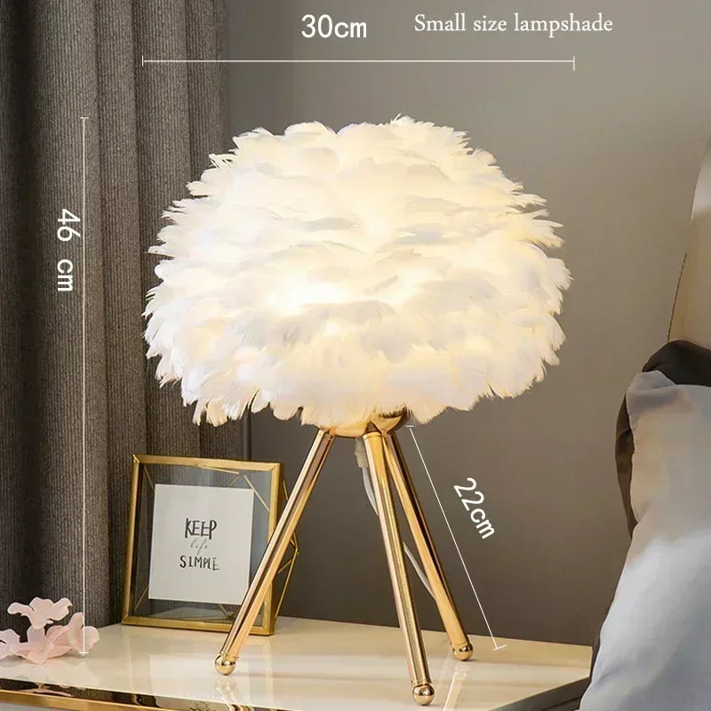 Afralia™ Feather Table Lamp Desk Light for Bedroom and Living Room