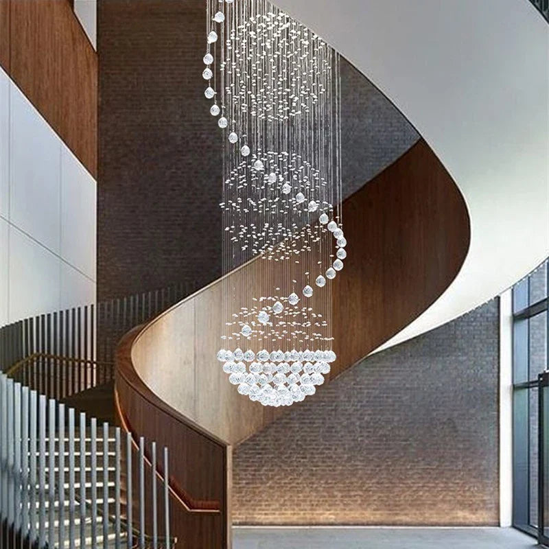 Afralia™ Spiral Crystal Chandelier: Luxury Lighting for Living Room & Staircase