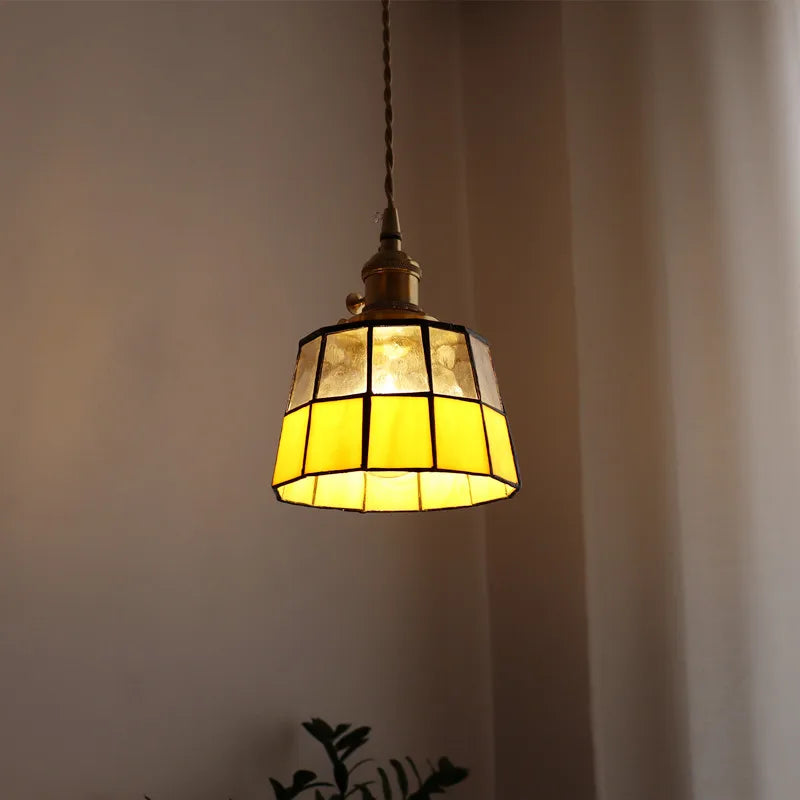 Afralia™ Vintage Copper Glass Chandelier Pendant Light for Living Room, Bedroom, Bar