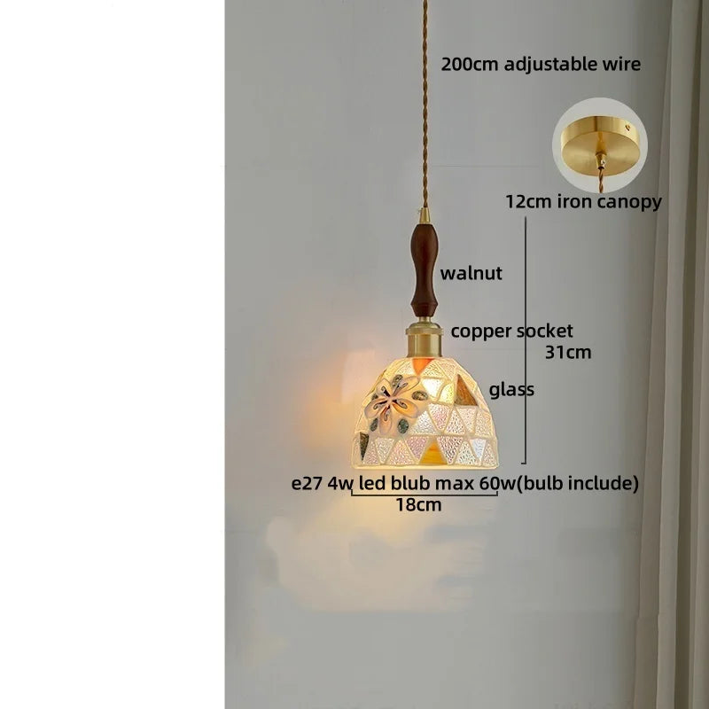 Afralia™ Colorful Glass Shell LED Pendant Lamp for Living & Dining Room