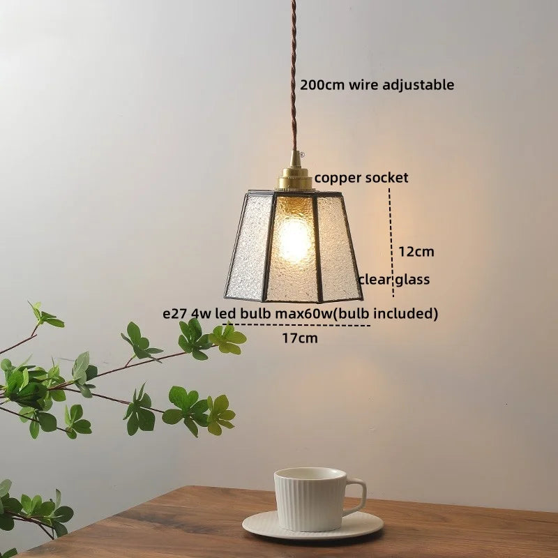 Afralia™ Copper Glass LED Pendant Light - Nordic Hanging Lamp for Home Decor