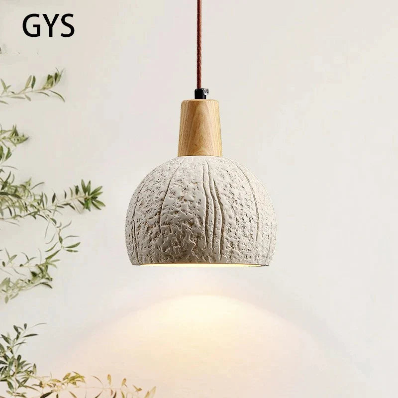 Afralia™ Round Cement Chandelier LED Pendant Lamp for Bedroom, Hallway, Dining Room