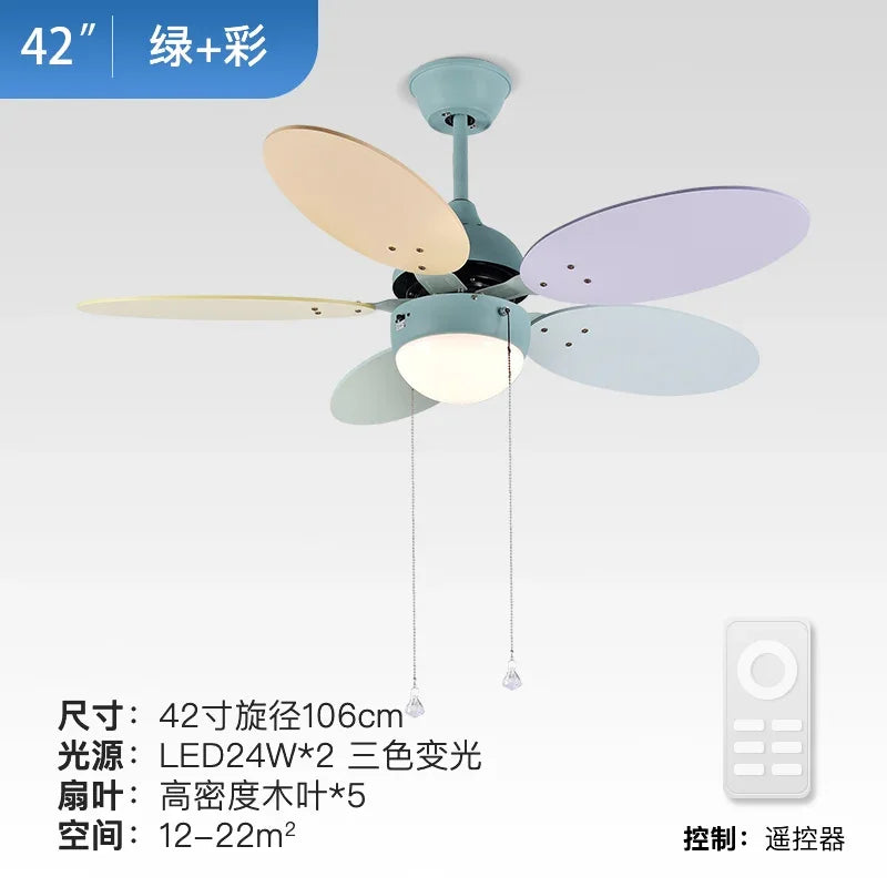 Afralia™ Nordic Kids Ceiling Fan with Light - Flush Mount Ventilateur Plafond