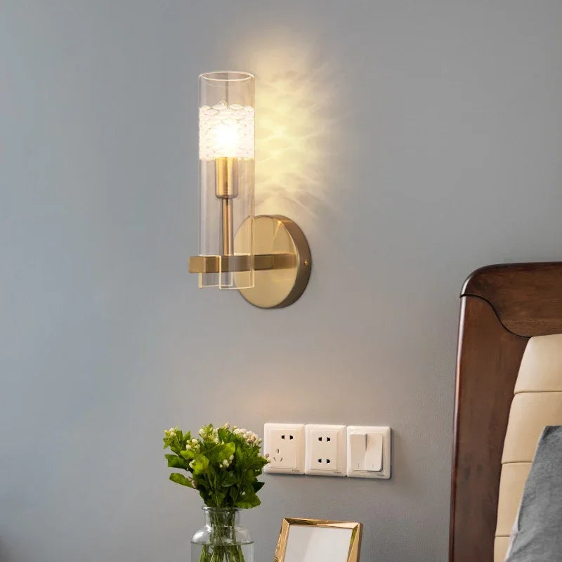 Afralia™ Crystal LED Wall Lamp: Single & Double Head Modern Bedside Background Light