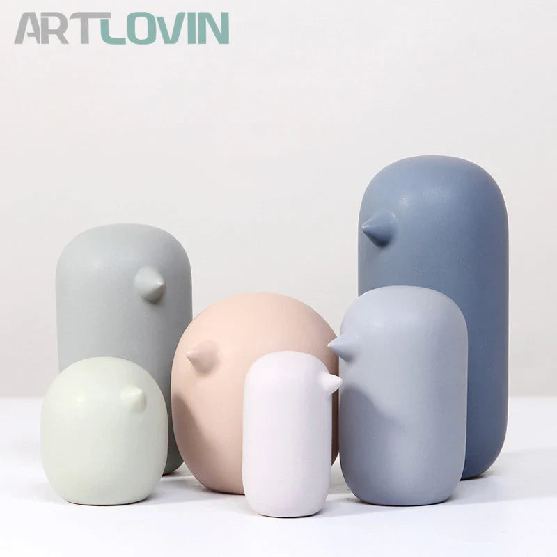 Afralia™ Nordic Abstract Bird Figurines - Ceramic Matte Light Color Home Decor Ornament