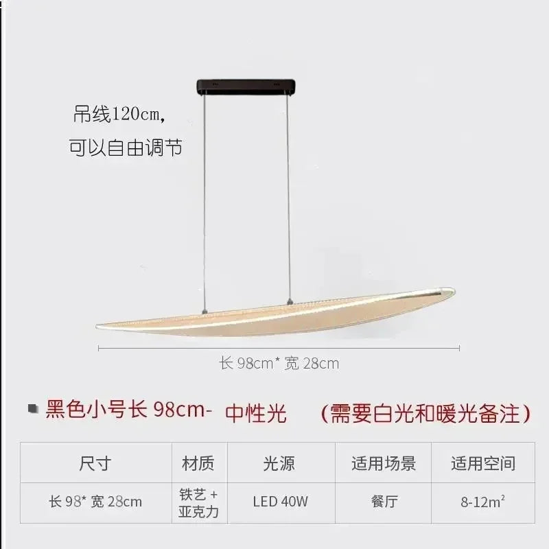 Afralia™ Long Curve LED Chandelier: Elegant Lighting for Dining, Tea Room, Office Desks