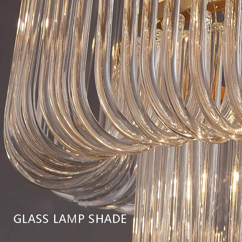 Afralia™ Glass Bar Chandelier Minimalist Designer Hanglamp for Living Room Luxe Lighting