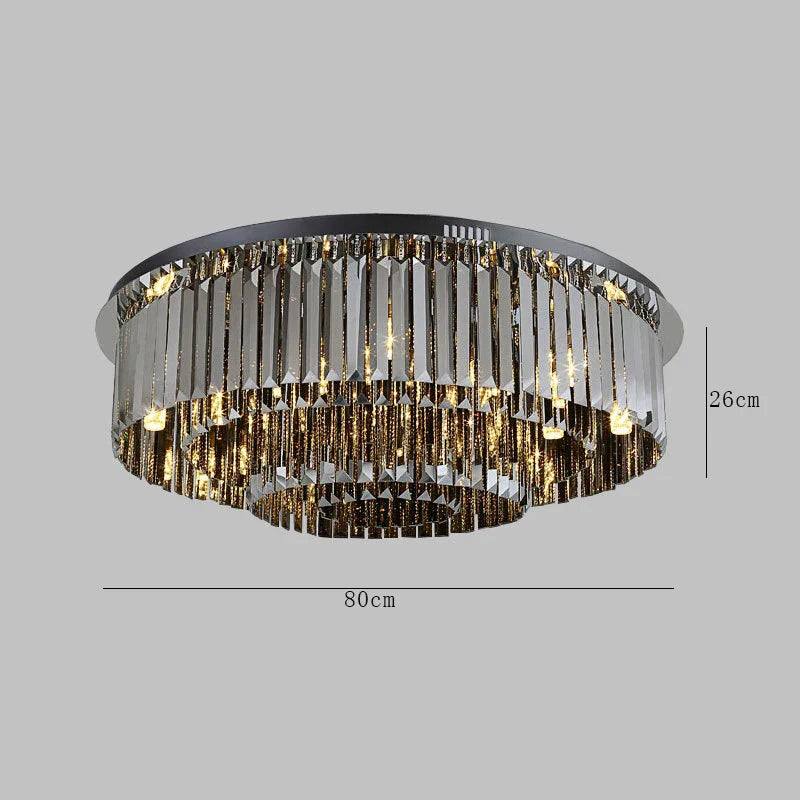Afralia™ Smoky Grey Crystal Ceiling Light for Living Room Bedroom LED Ambiance