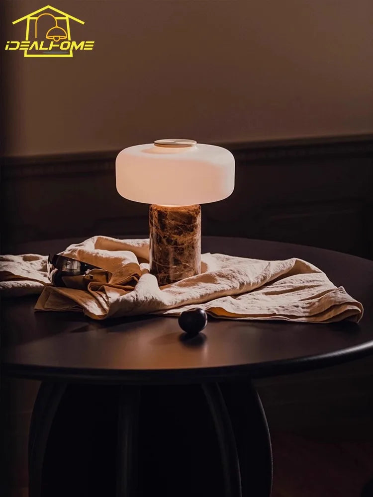Afralia™ Glass Marble Table Lamp LED Atmosphere Desk Light for Living Room Bedroom