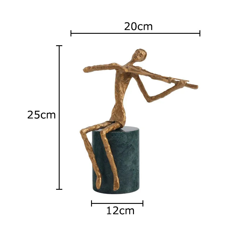Afralia™ Violinist Sculpture on Marble Base for Desk Ornaments and Room Decor