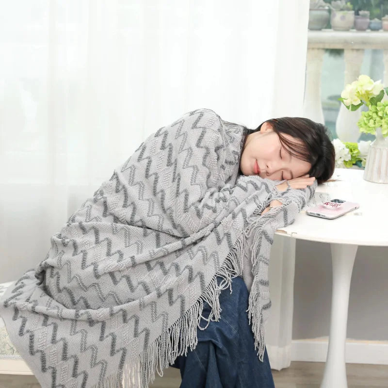 Afralia™ Wave Knit Blanket - Multi-Purpose Travel & Nap Shawl