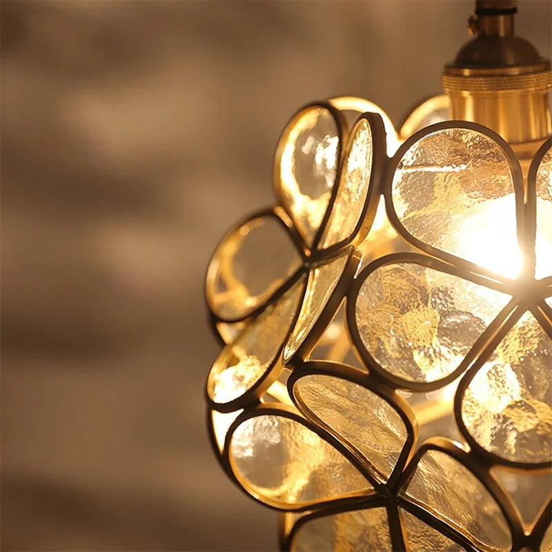 Afralia™ Glass Petal Pendant Light: Handmade Modern Flower Stained Lamp for Bedroom & Living Room