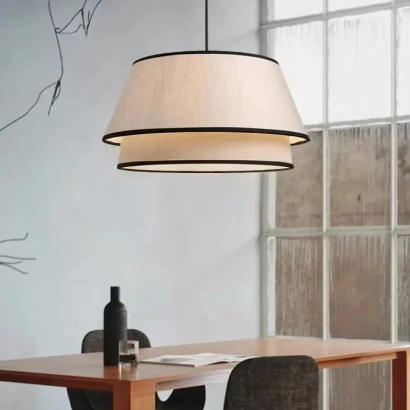 Afralia™ Tiered Drum Fabric Chandelier: Japanese Wabi Sabi Ceiling Light for Home Decor