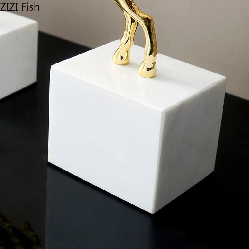 Afralia™ Deer Antlers Statue - Enamel Sika Deer Sculpture for Room Decor