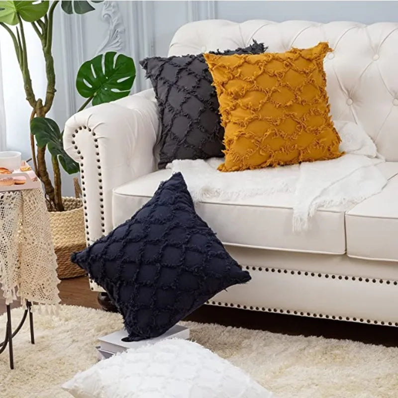Afralia™ Black Boho Lumbar Woven Pillow Cover for Bed Bedroom Decor