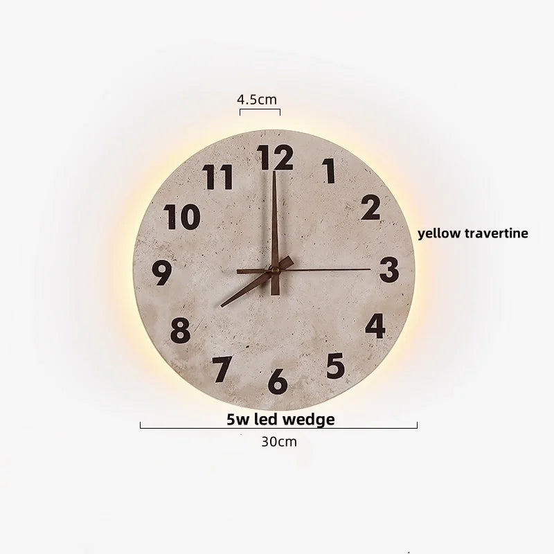 Afralia™ LED Stone Clock Wall Lamp Sconce, Modern Nordic Yellow Cave Bathroom Mirror Light