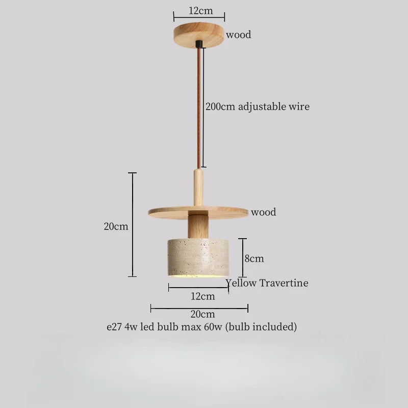 Afralia™ LED Hanging Lamps Yellow Travertine Pendant Lighting for Bedroom Living Dining Room