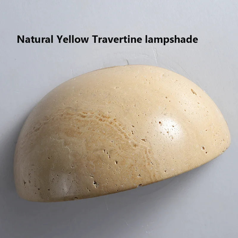 Afralia™ Yellow Travertine Stone Art LED Sconce Wall Lamp