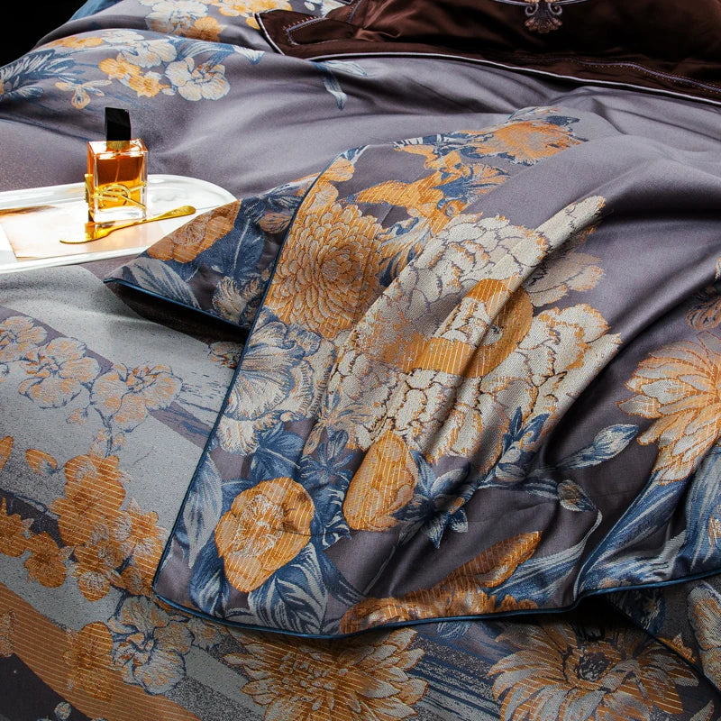 Afralia™ Jacquard Egyptian Cotton Bedding Set: Duvet Cover, Pillowcases, and Fitted or Bed Sheet